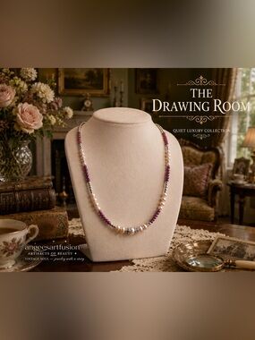 “The Drawing Room” Genuine Ruby & Freshwater Pearl Necklace